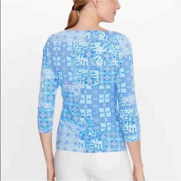 J. McLaughlin Blue Wavesong Signature Tee in Medallion Lane XS - Picture 2 of 8